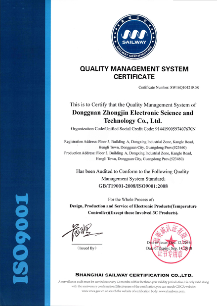 Chine Ocean Controls Limited certifications