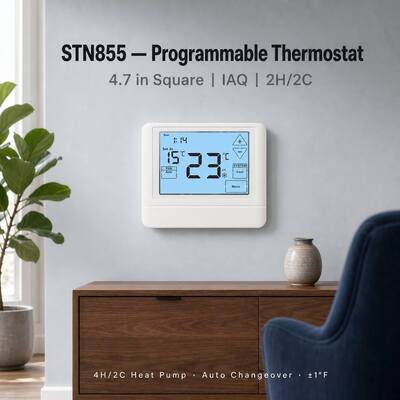 24V or Battery-operated Heat Pump 7 Day 2 Heat 2 Cool Touch Screen LCD Thermostat for Hotel and Apartment HVAC System