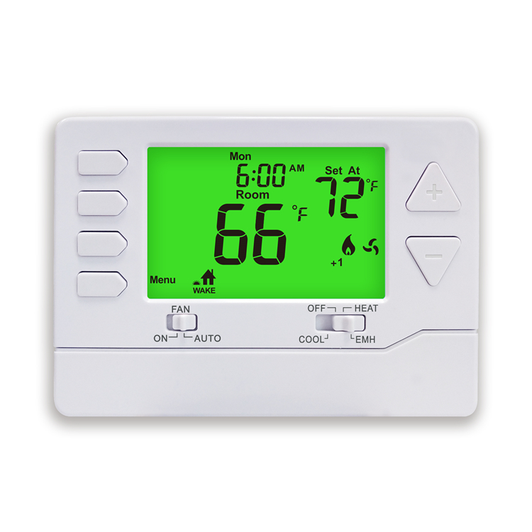 Riseem 2H/1C Heat Pump 7 Day Programmable Thermostat with ON Fan Mode and 2*AA Alkaline Batteries