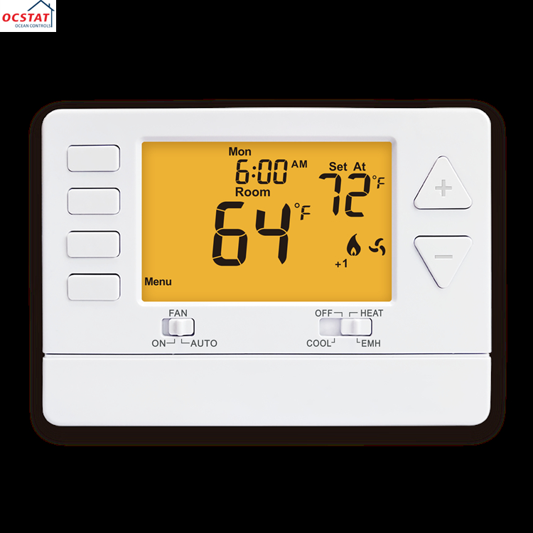 White Electronic Heat Pump Room Thermostats for Temperature Control in Commercial Buildings