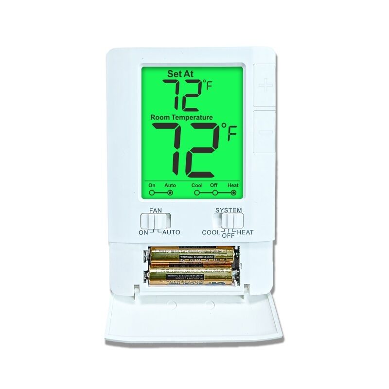 HEAT System Operation Mode Wired Non-Programmable 1 heat 1 cool Thermostat Offering White Blue And Green Backlight Color Choices Designed For Heating Management