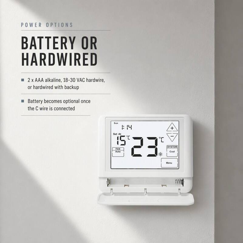 24V Batteries-operated 1 Heat 1 cool Wired Room 7 Day Programmable Touch Screen Thermostat For HVAC Control
