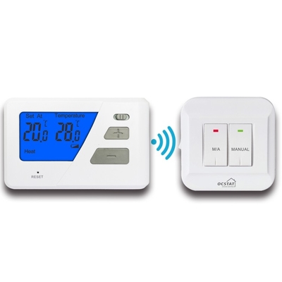Riseem Blue Backlight RF Thermostat numérique non programmable pour les chaudières avec indicateur de basse fréquence