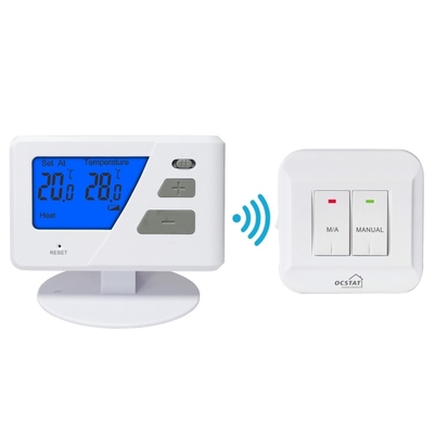 Riseem Thermostat domestique sans fil non programmable de couleur blanche avec commutateur chauffage / refroidissement