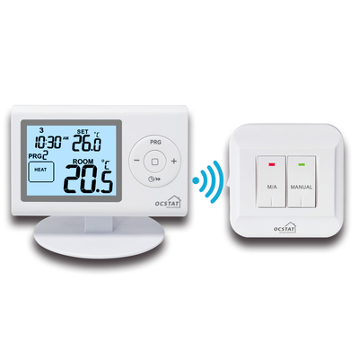 Thermostat d'ambiance RF numérique programmable de couleur blanche pour systèmes CVC