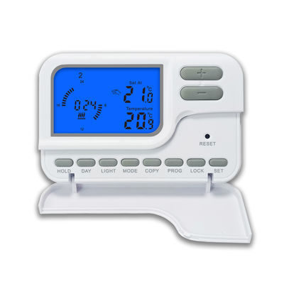 Thermostat d'ambiance sans fil stable avec rétroéclairage bleu programmable sur 7 jours