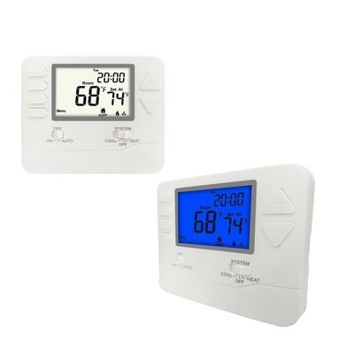 Thermostat d'ambiance électronique Riseem 24V à rétroéclairage blanc pour pompe à chaleur 1H 1C sans chauffage auxiliaire ou d'urgence, adapté à la gestion climatique