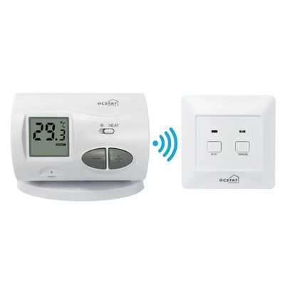 Thermostat d'ambiance sans fil en mode chauffage avec 2 piles lithium AA 1,5 V, adapté aux chaudières pour la gestion du chauffage