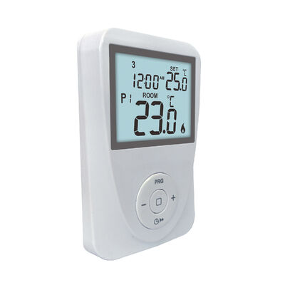 Précision de la mesure de la température ±1°C à 20°C Thermostat programmable pour plancher chauffant avec affichage Plage de température 0°C à 40°C par incréments de 0,1°C et courant de veille Courant d'éclairage ≤ 7mA