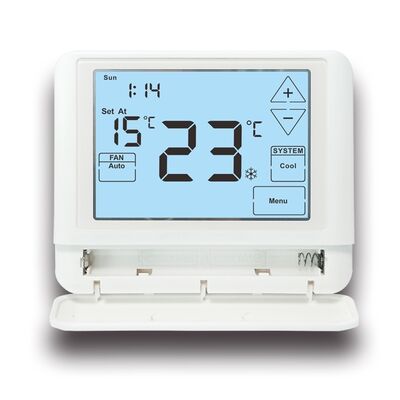 Thermostat numérique HVAC programmable salle électronique 24V LCD batterie Thermostat offrant la rétroéclairage Couleur Blanc Bleu Vert et régulation de la température Distances 44°F à 90°F 7°C à 32°C pour les solutions climatiques