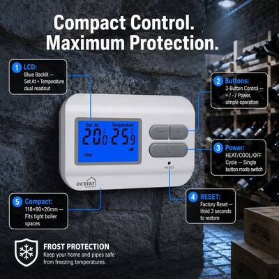 230 V chaudière non programmable chauffage Thermostat simple processus d'installation réduisant les coûts de main-d'œuvre et les temps d'arrêt pendant les mises à niveau du système HVAC