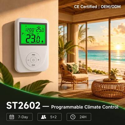 130 X 86 X 28 mm Chambre de chauffage par le sol 7 jours Thermostat programmable pour les systèmes de chauffage par le sol Affichage d'une plage de température de 0°C à 40°C en incréments de 0,1°C