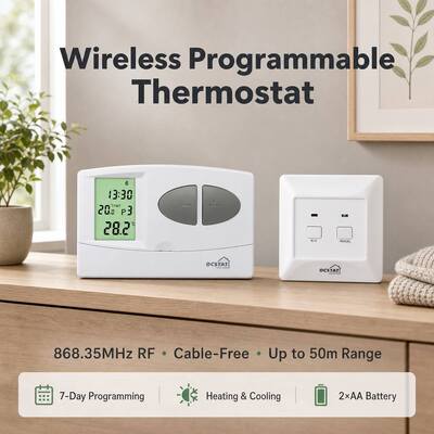Conventionnel ou chaudières sans fil 7 jours Thermostat de chambre avec compact 86 X 86 X 26 mm Dimensions du récepteur Et la consommation d'énergie 6W
