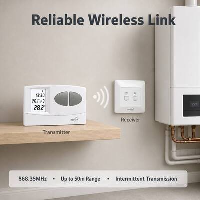 Mode de fonctionnement du système COOL 7 jours PBoiler sans fil programmable Thermostat conçu pour les chaudières conventionnelles ou qui prennent en charge la gestion de la climatisation