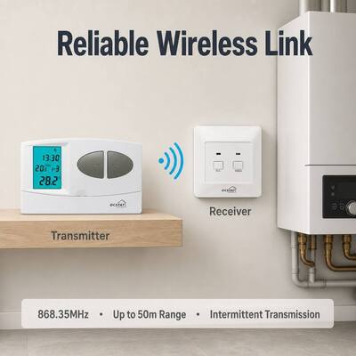 Récepteur 230VAC 50HZ Thermostat sans fil RF programmable Thermostat de chaudière RF 7 jours Thermostat programmable sans fil pour la gestion de l'énergie