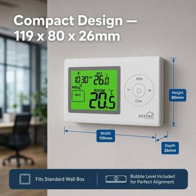 Contrôle de la température de la chaudière par rétroéclairage de couleur verte Thermostat régulateur de température électronique de couleur blanche pour le contrôle du processus de chauffage