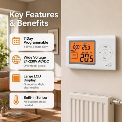 Intégration domotique chaudière à air chaud offrant un thermostat de contrôle de la température et des fonctions d'économie d'énergie conçues pour les solutions de chauffage