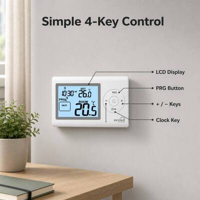 Riseem régulateur de température chauffage 7 jours thermostat programmable avec commutateur de chauffage et de refroidissement
