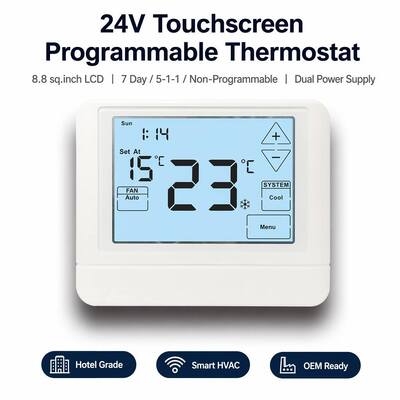 Thermostat numérique HVAC programmable salle électronique 24V LCD batterie Thermostat offrant la rétroéclairage Couleur Blanc Bleu Vert et régulation de la température Distances 44°F à 90°F 7°C à 32°C pour les solutions climatiques