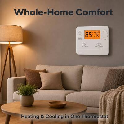 Riseem Thermostat Programmable 2 Chauffage 2 Refroidissement Contrôleur de Température Compatibilité Fonctionne avec la Plupart des Systèmes de Chauffage et de Refroidissement