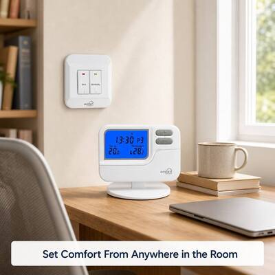 Riseem blanc ABS 868Mhz RF salle sans fil thermostat programmable numérique chauffage et refroidissement