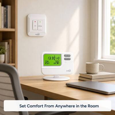 Thermostat d'ambiance sans fil 868 MHz à piles Thermostat sans fil 7 jours avec récepteur 230VAC 50HZ conçu pour l'automatisation climatique