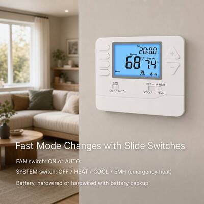 Souwer Automatisation industrielle ABS pompe à chaleur régulateur de température climatisation Thermostat avec 3,84 cm2 Taille de l'écran