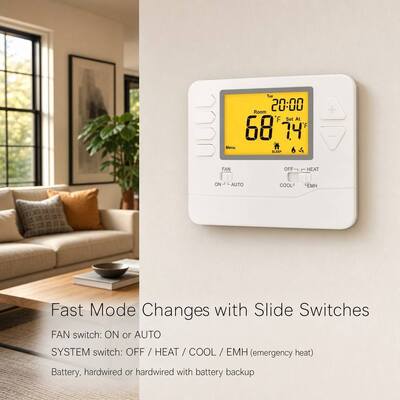 Heagstat 24V 2 chaleur 1 froid réglable programmable thermostat domestique pour pompe à chaleur