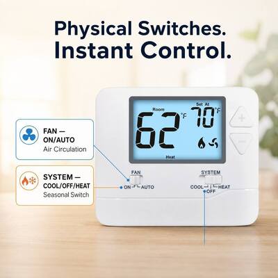 24v câblé blanc non programmable 1 chaleur 1 froid non programmable hôtel maison thermostat pour Hvac opérations contrôle de la température dans les bâtiments commerciaux