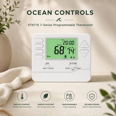 24V ou batterie Programmabilité 7 jours Thermostat multifase programmable Équipé d'un grand écran LCD Monté sur le mur ou la boîte de jonction Améliore l'efficacité énergétique