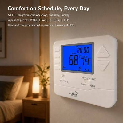 Thermostat programmable 7 jours 24V pour pompe à chaleur multi-étages pour équipement de chauffage et de refroidissement de chambre d'hôtel