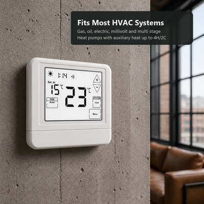 Thermostat intelligent pour pompe à chaleur Tuya App Smart Life, climatisation de pièce, écran LCD tactile, Wi-Fi, compatible avec le contrôle vocal Alexa