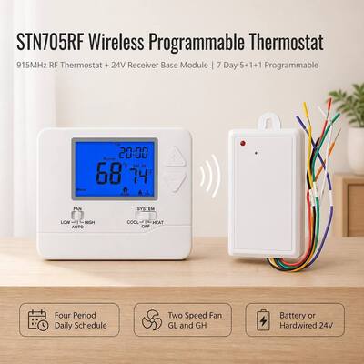 Thermostat PTAC RF programmable sans fil 24V 1 H 1 C RF pour hôtel 915MHZ pour contrôle de la température