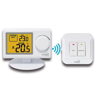 Riseem simple chaudière électronique chambre sans fil thermostat vert rétroéclairage pour système de climatisation