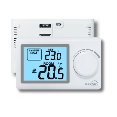Grand thermostat électronique à piles d'affichage à cristaux liquides pour la couleur de blanc de chauffage par le sol