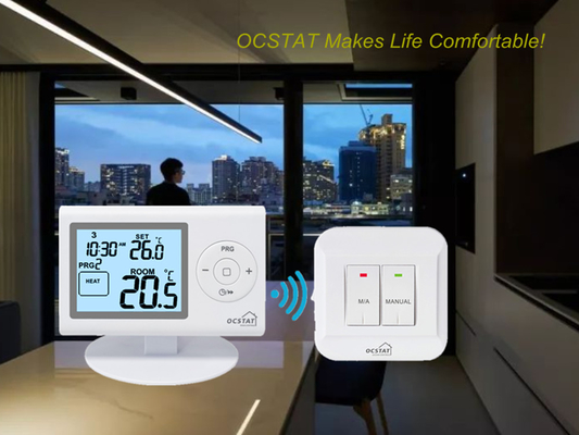Riseem Couleur blanche OEM / ODM Thermostat de chambre RF numérique programmable pour les systèmes CVC
